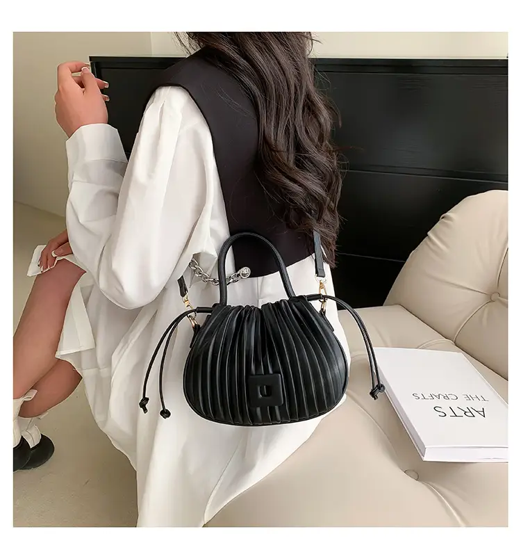 Pink Pleated Shoulder Messenger Bag for Women — feature 23