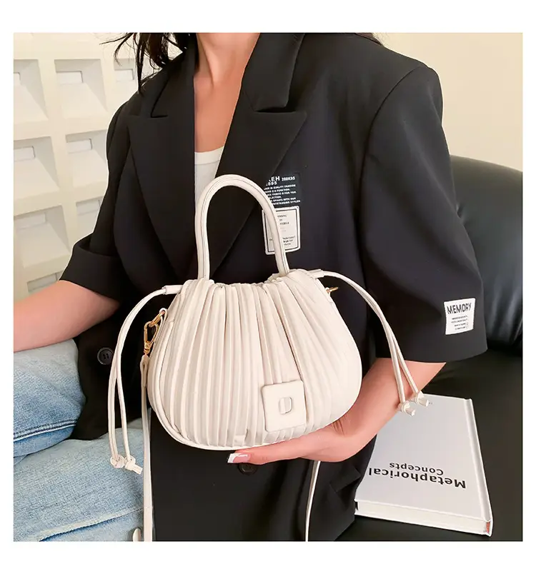 Pink Pleated Shoulder Messenger Bag for Women — feature 28