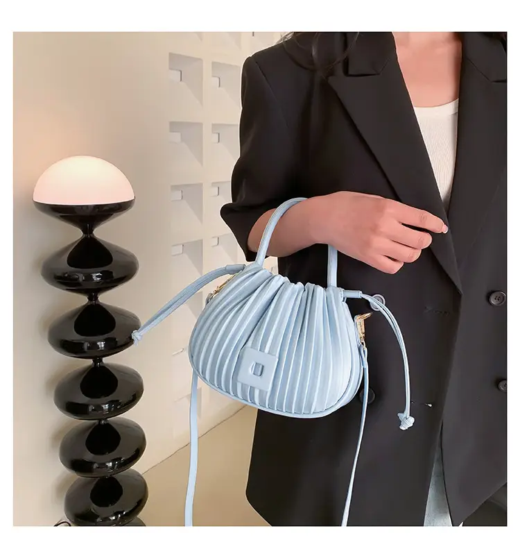 Pink Pleated Shoulder Messenger Bag for Women — feature 29