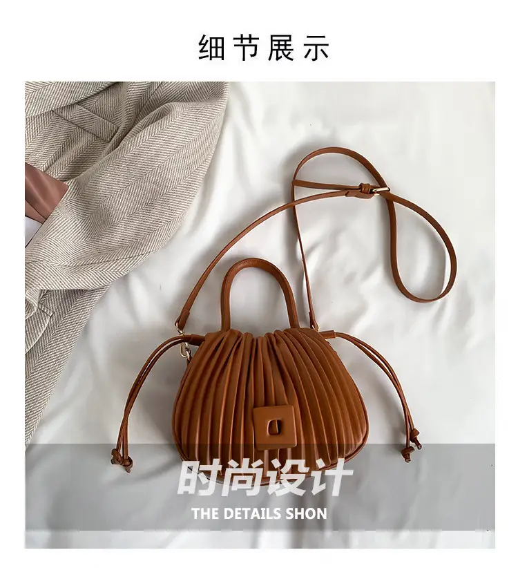 Pink Pleated Shoulder Messenger Bag for Women — feature 3