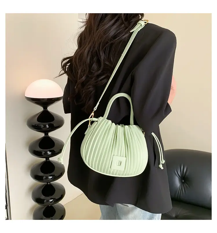 Pink Pleated Shoulder Messenger Bag for Women — feature 33