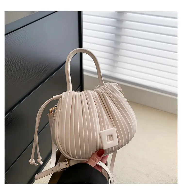 Pink Pleated Shoulder Messenger Bag for Women