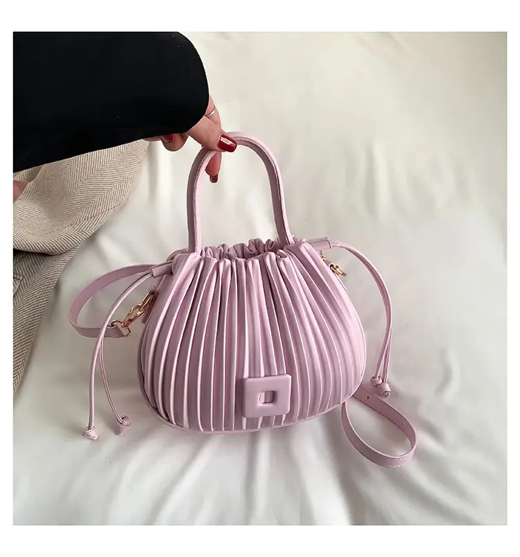 Pink Pleated Shoulder Messenger Bag for Women