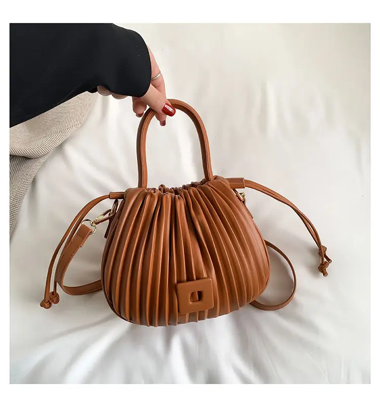 Pink Pleated Shoulder Messenger Bag for Women