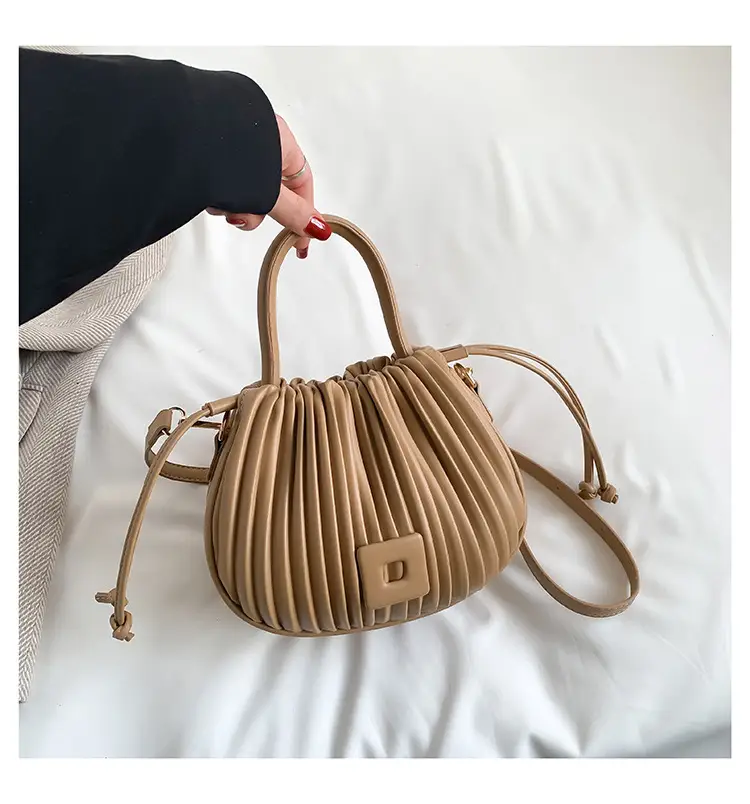Pink Pleated Shoulder Messenger Bag for Women