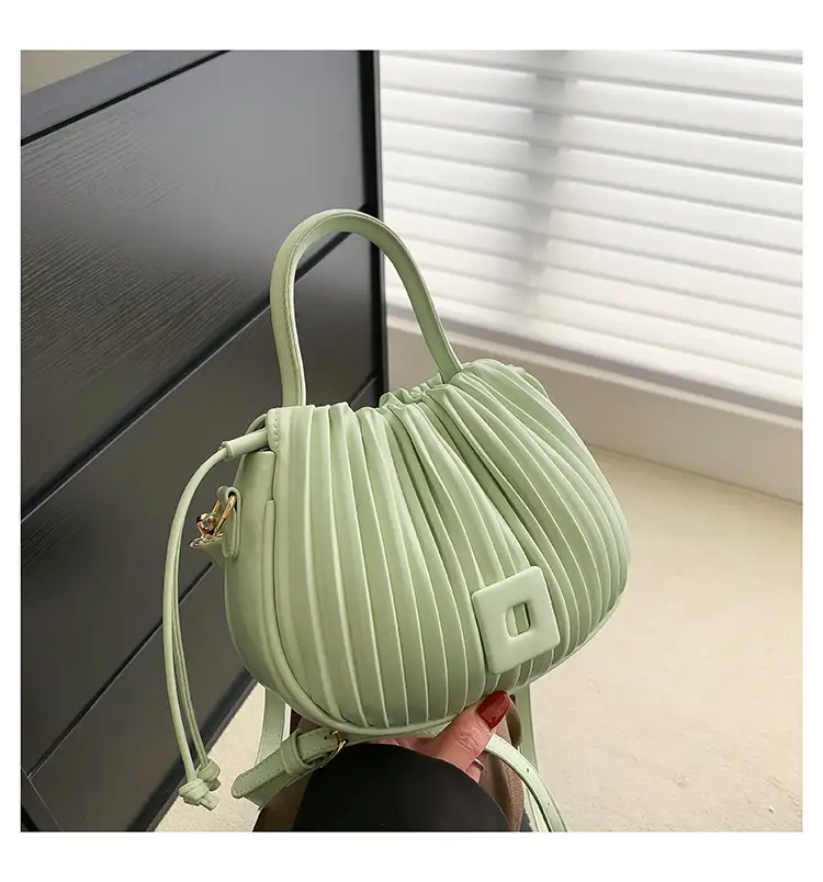 Pink Pleated Shoulder Messenger Bag for Women