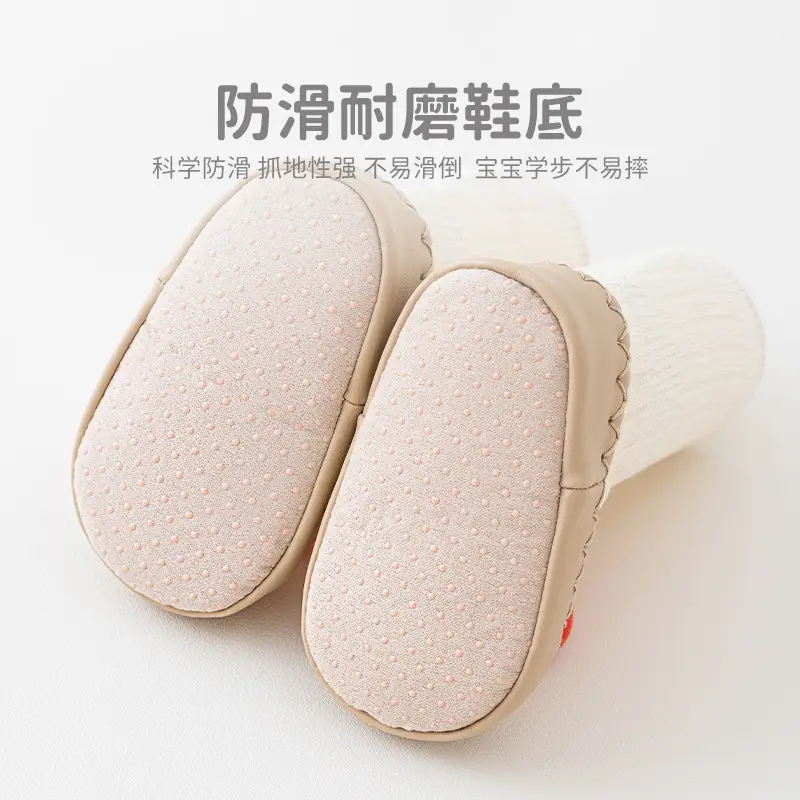 Pink Bow Baby Socks Mid-Calf Non-Slip Walking Shoes