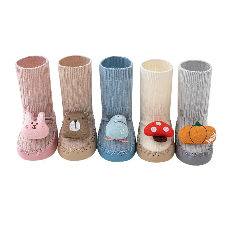 Pink Bow Baby Socks Mid-Calf Non-Slip Walking Shoes