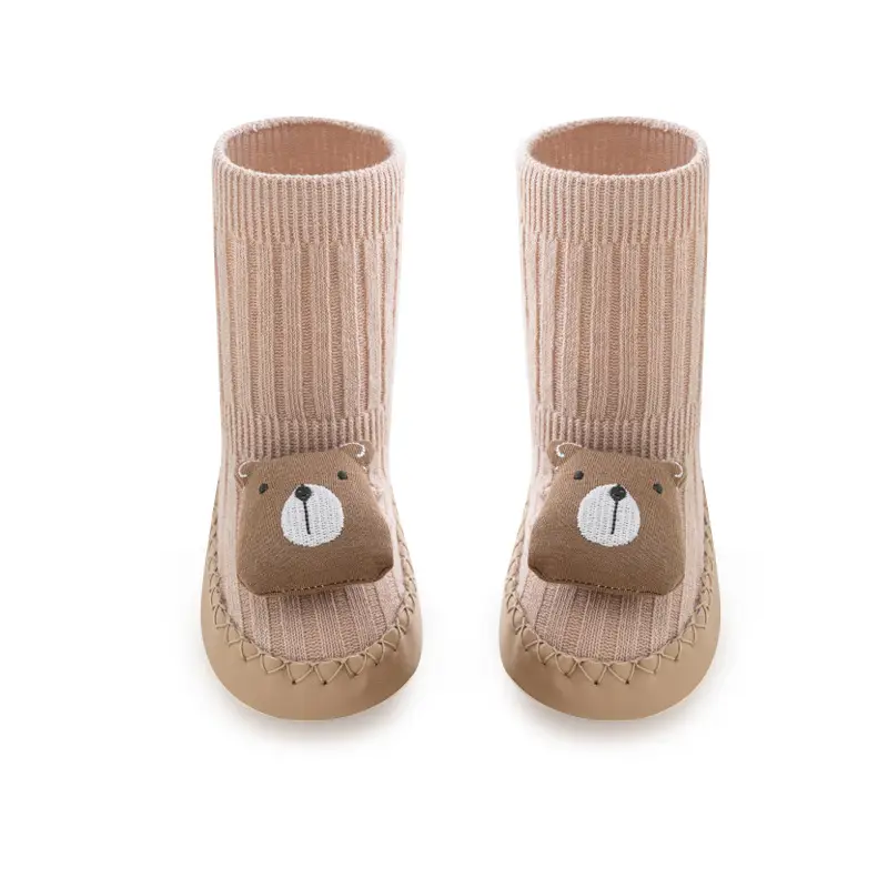 Pink Bow Baby Socks Mid-Calf Non-Slip Walking Shoes