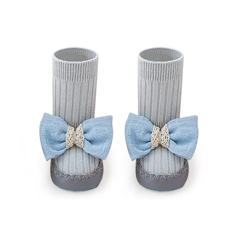 Pink Bow Baby Socks Mid-Calf Non-Slip Walking Shoes