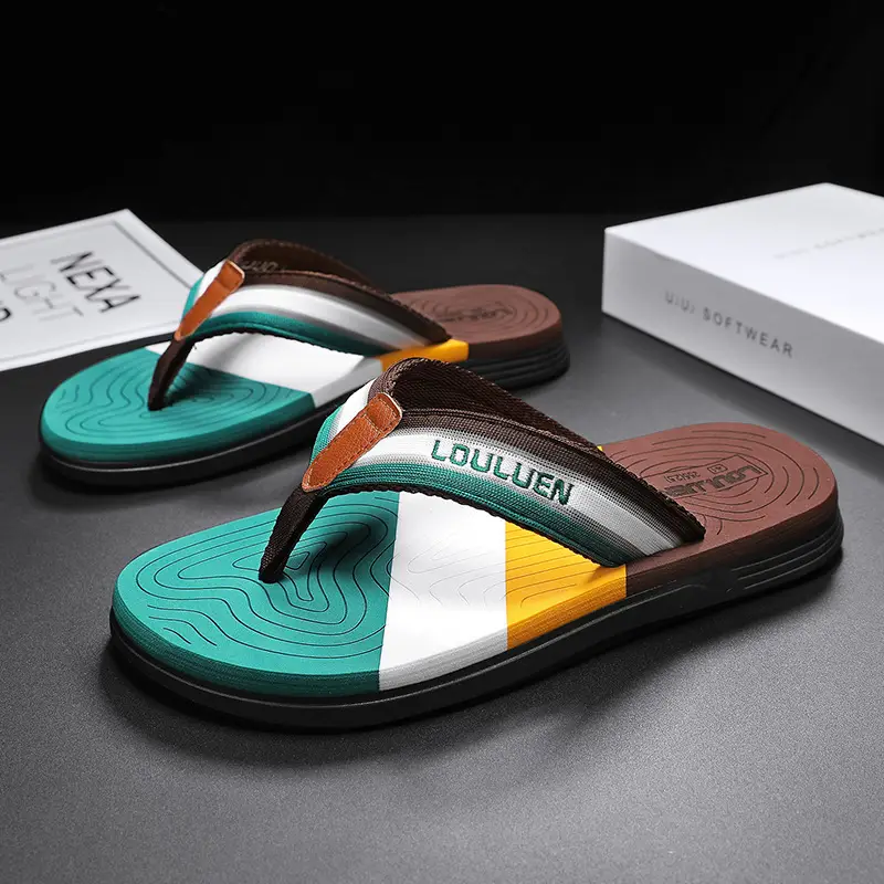 Men's Green Thong Sandals with Colorful Sole 2026 - Image 17
