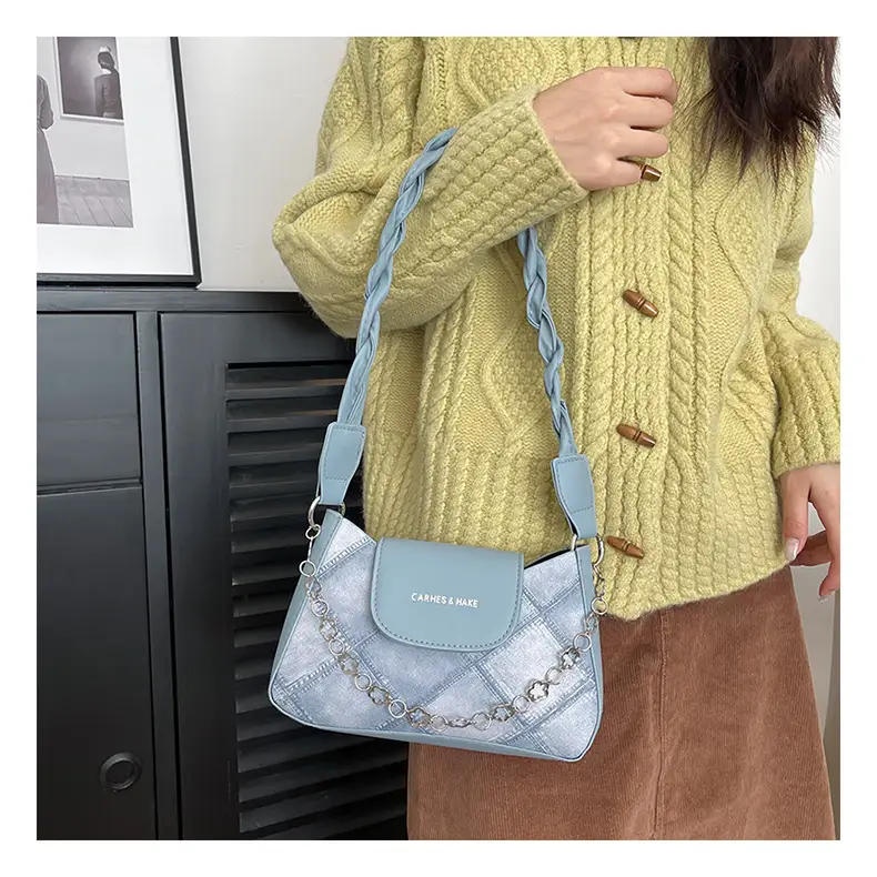2024 Women's Grey Quilted Shoulder Bag with Chain Strap — feature 10
