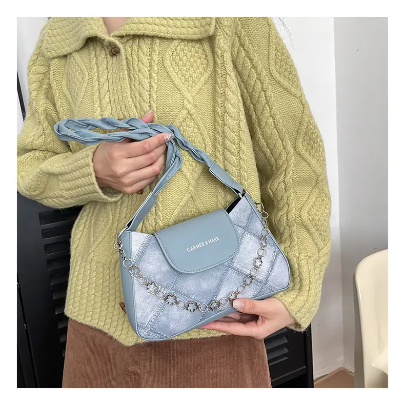 2024 Women's Grey Quilted Shoulder Bag with Chain Strap — feature 13