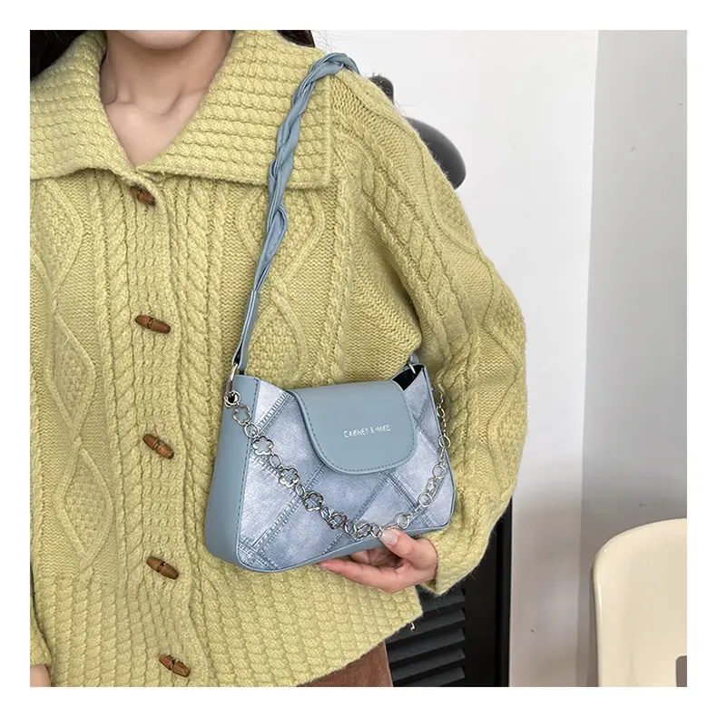 2024 Women's Grey Quilted Shoulder Bag with Chain Strap — feature 14