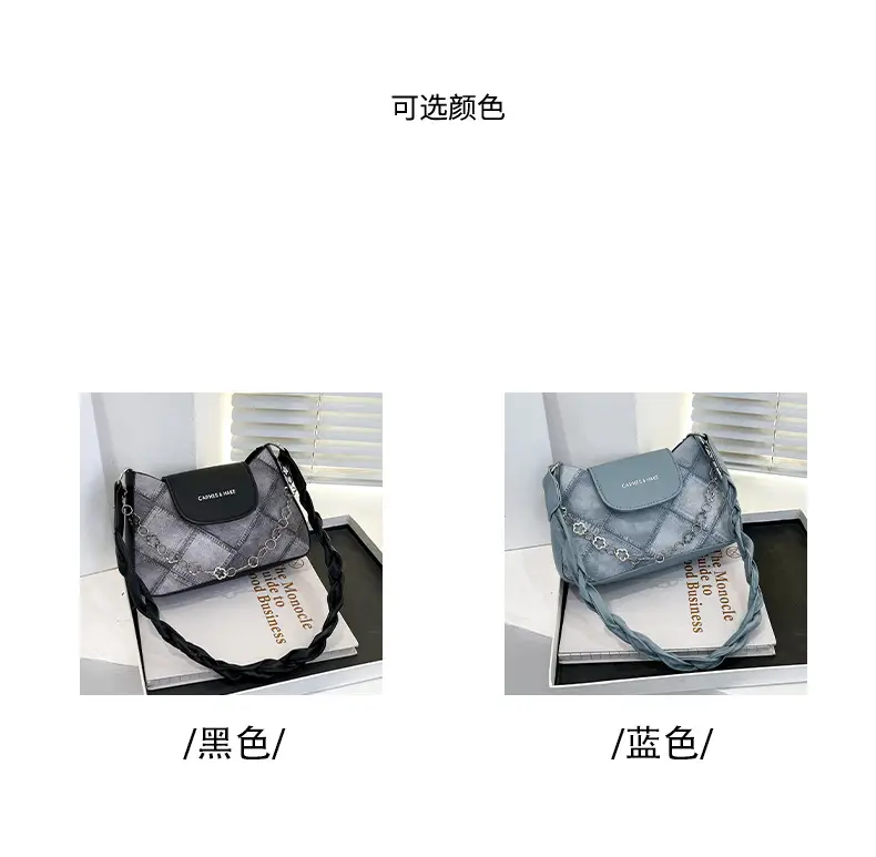 2024 Women's Grey Quilted Shoulder Bag with Chain Strap — feature 2