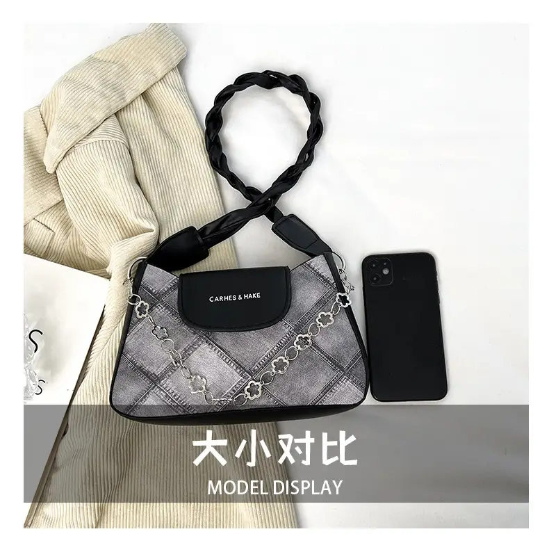2024 Women's Grey Quilted Shoulder Bag with Chain Strap — feature 4