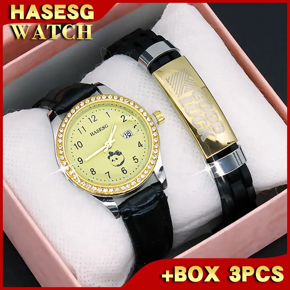 Women's Digital Luminous Quartz Watch with Gold Bracelet