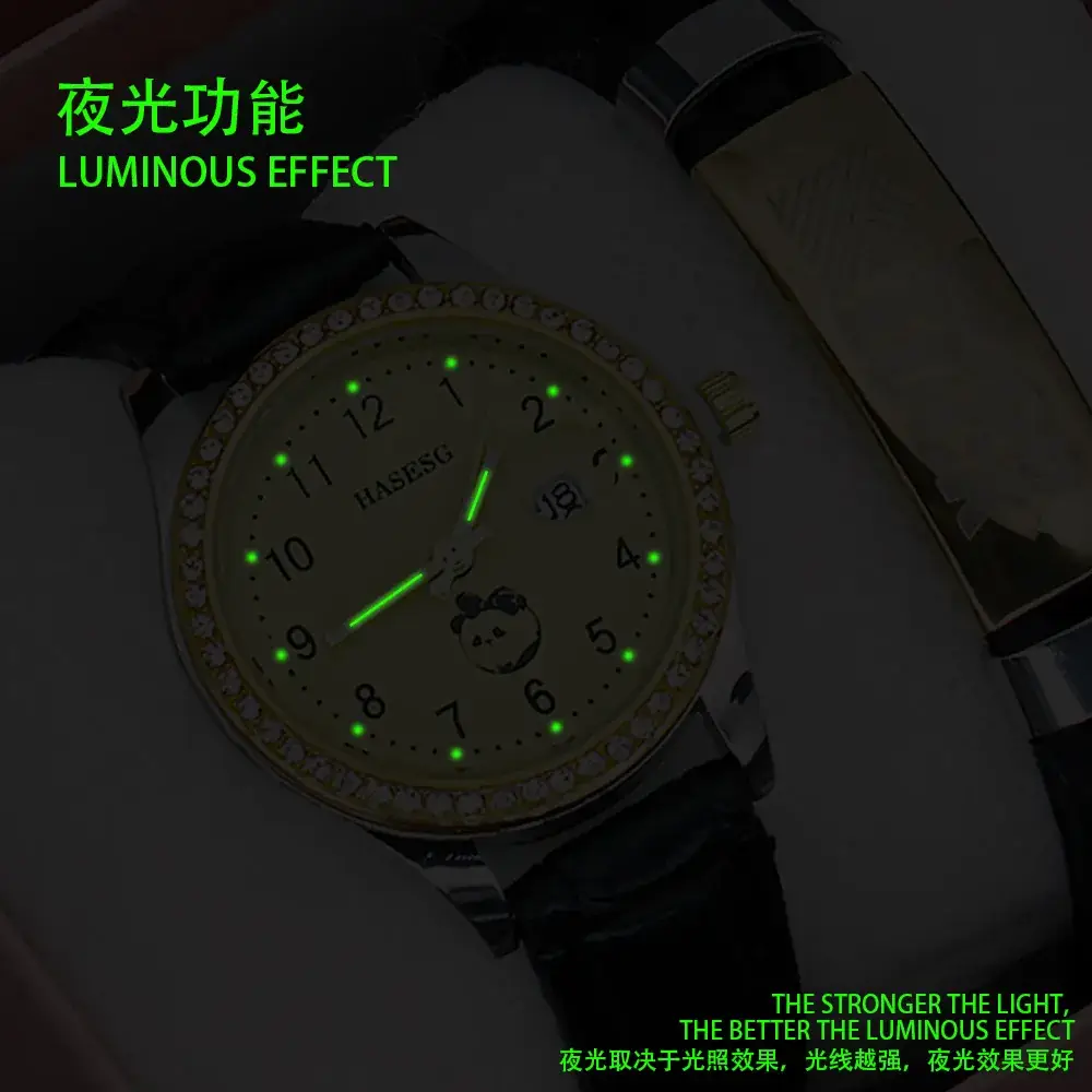 Women's Digital Luminous Quartz Watch with Gold Bracelet