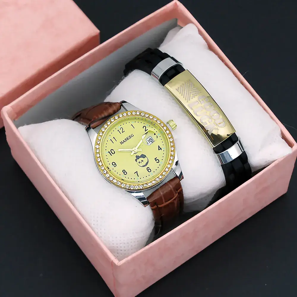 Women's Digital Luminous Quartz Watch with Gold Bracelet