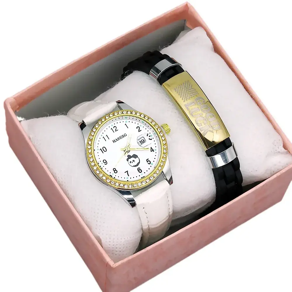 Women's Digital Luminous Quartz Watch with Gold Bracelet