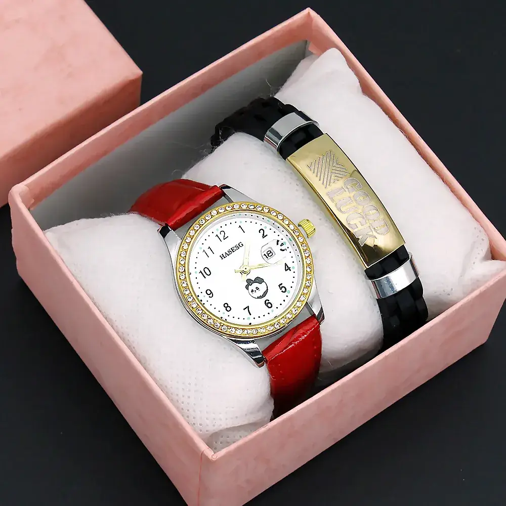 Women's Digital Luminous Quartz Watch with Gold Bracelet