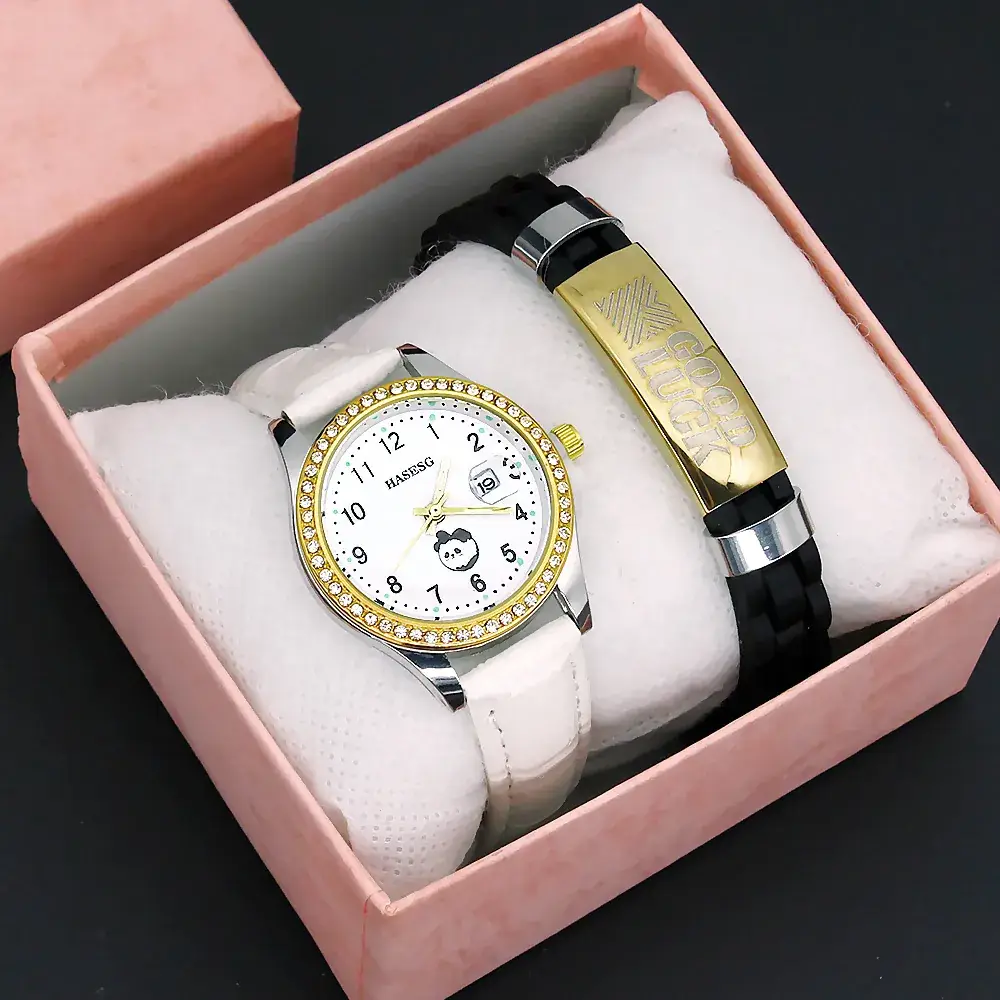 Women's Digital Luminous Quartz Watch with Gold Bracelet