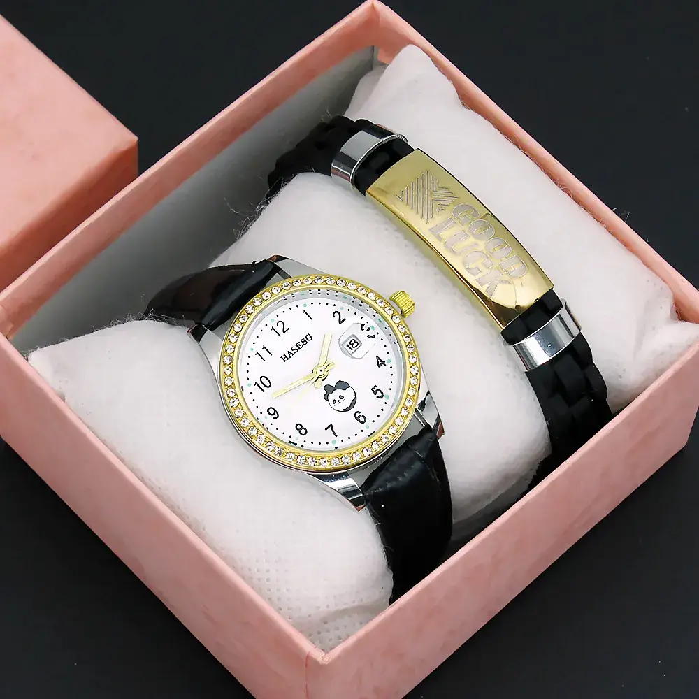 Women's Digital Luminous Quartz Watch with Gold Bracelet