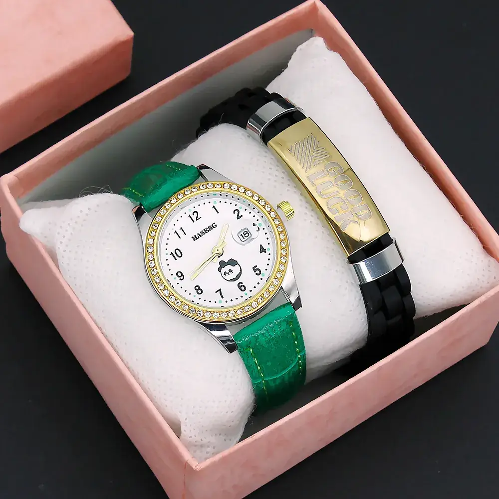Women's Digital Luminous Quartz Watch with Gold Bracelet