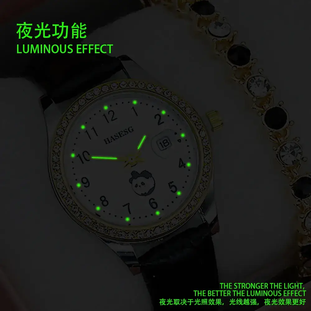 Women's Gold Luminous Quartz Watch with Red Strap - Image 31