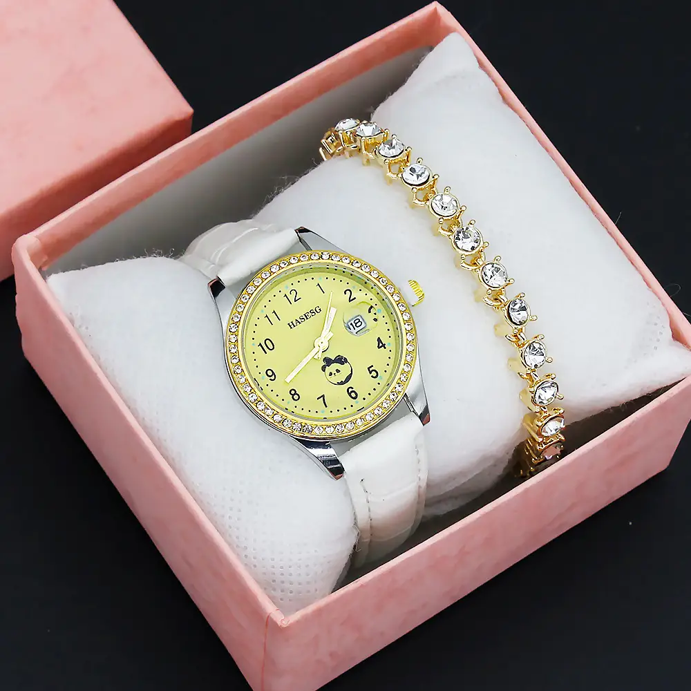 Women's Gold Luminous Quartz Watch with Red Strap — feature 11