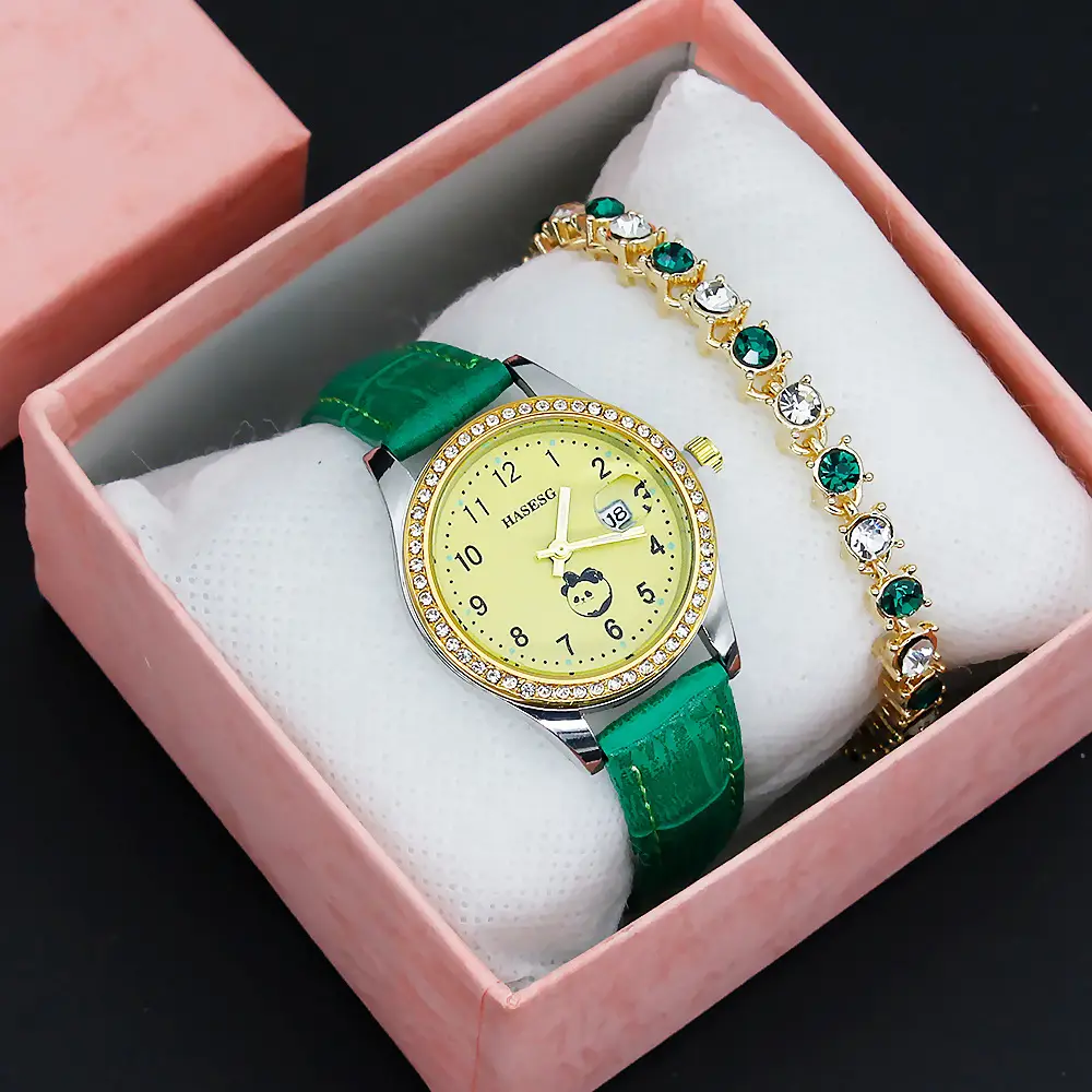 Women's Gold Luminous Quartz Watch with Red Strap — feature 17