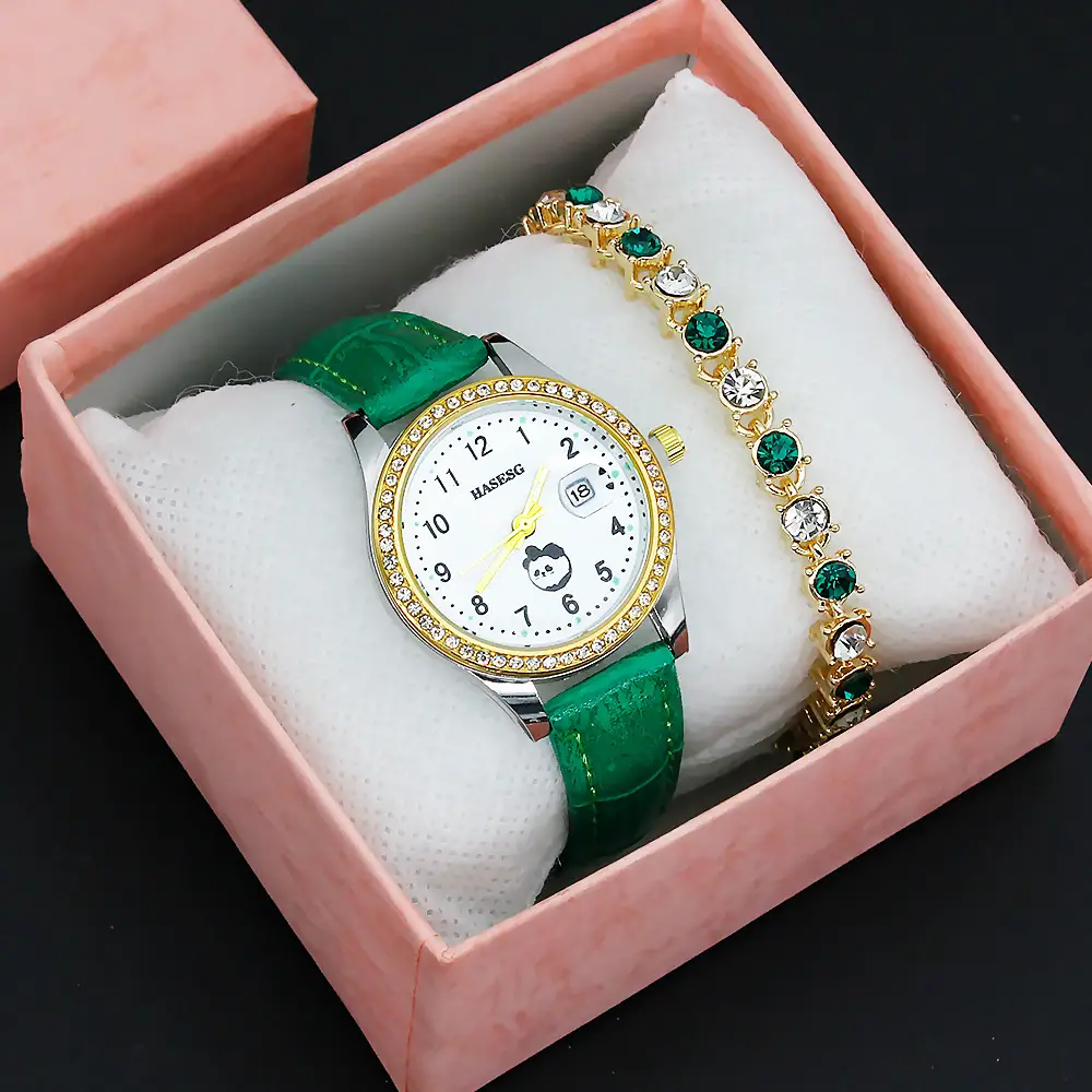 Women's Gold Luminous Quartz Watch with Red Strap — feature 19