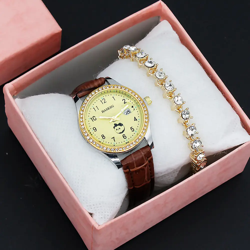 Women's Gold Luminous Quartz Watch with Red Strap — feature 7