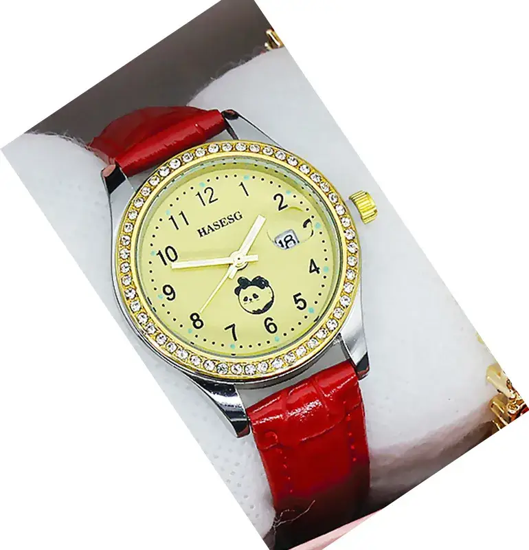 Women's Gold Luminous Quartz Watch with Red Strap - Image 16