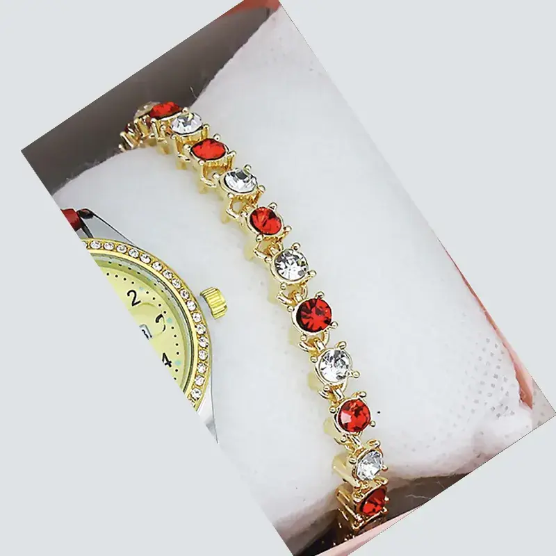 Women's Gold Luminous Quartz Watch with Red Strap - Image 28