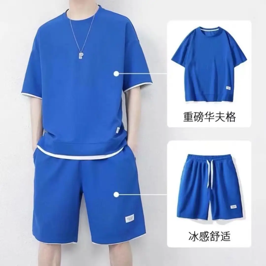 Men White Waffle T-Shirt Shorts Set - Image 8