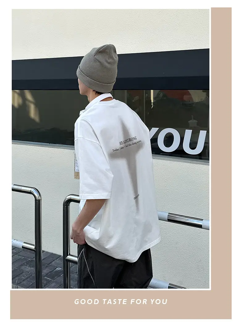 Men Printed White Short Sleeve T-Shirt Summer Hip Hop — feature 16