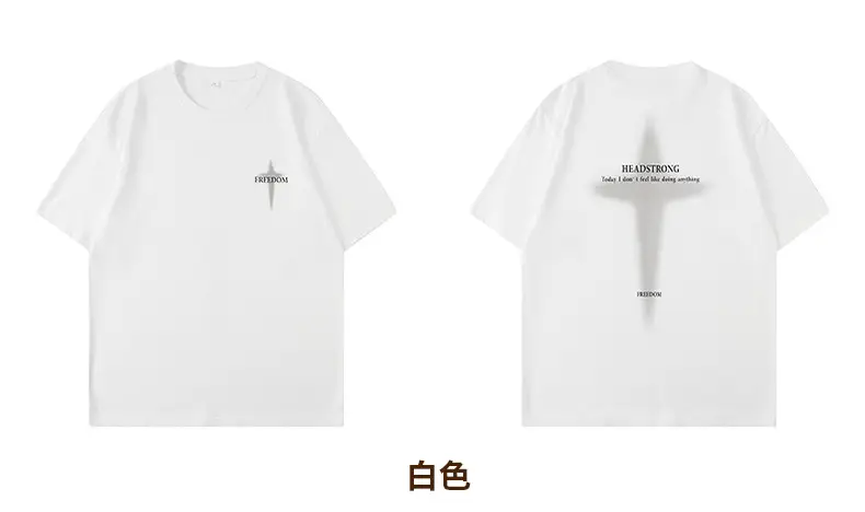 Men Printed White Short Sleeve T-Shirt Summer Hip Hop — feature 26