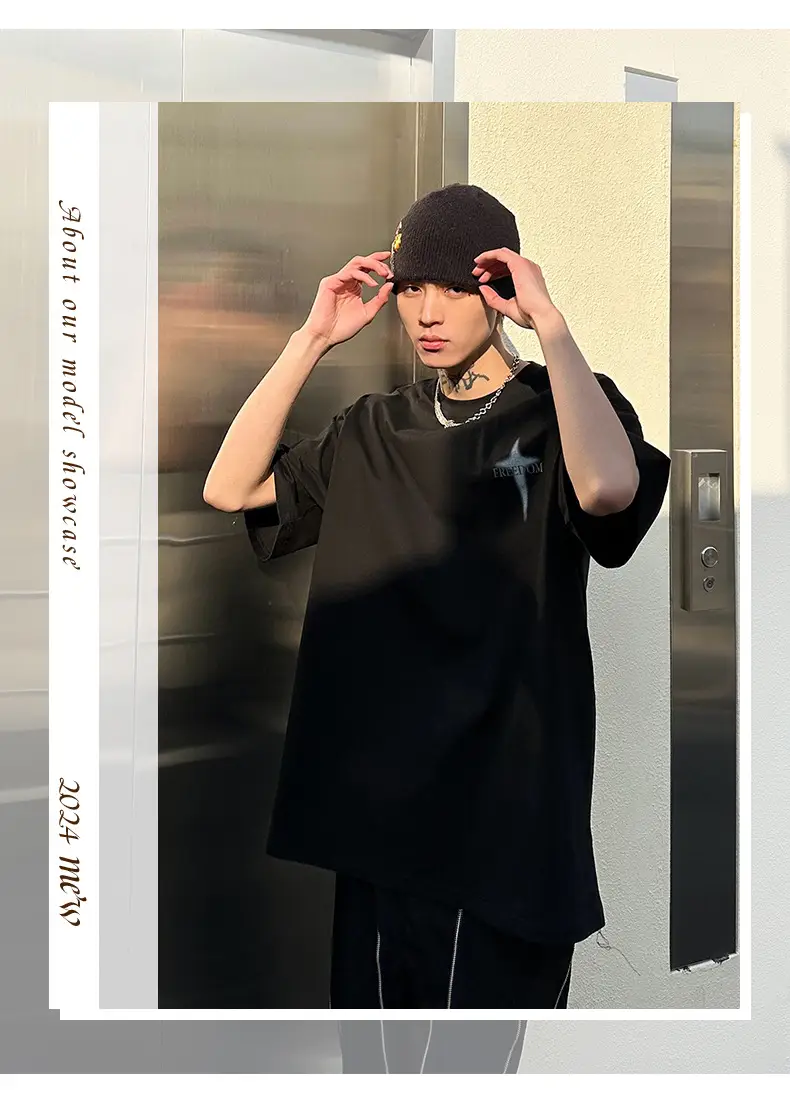 Men Printed White Short Sleeve T-Shirt Summer Hip Hop — feature 9