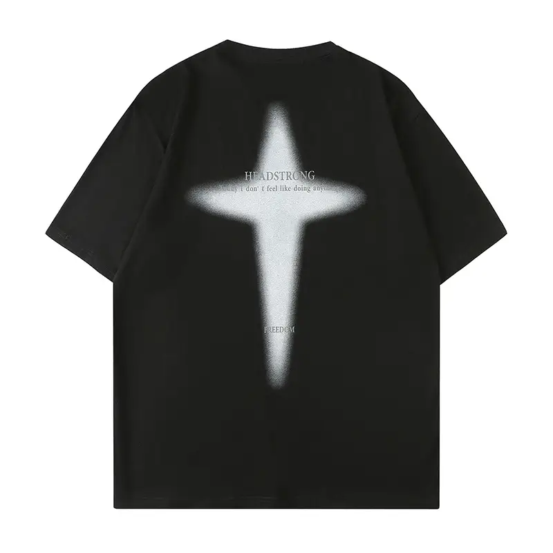 Men Printed White Short Sleeve T-Shirt Summer Hip Hop