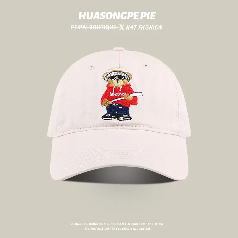 White Cartoon Baseball Cap for Women Spring Summer — feature 6