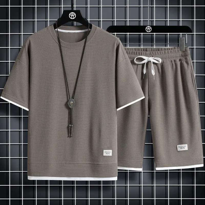 Black Waffle Casual Two-Piece Summer Sports Suit - Image 10