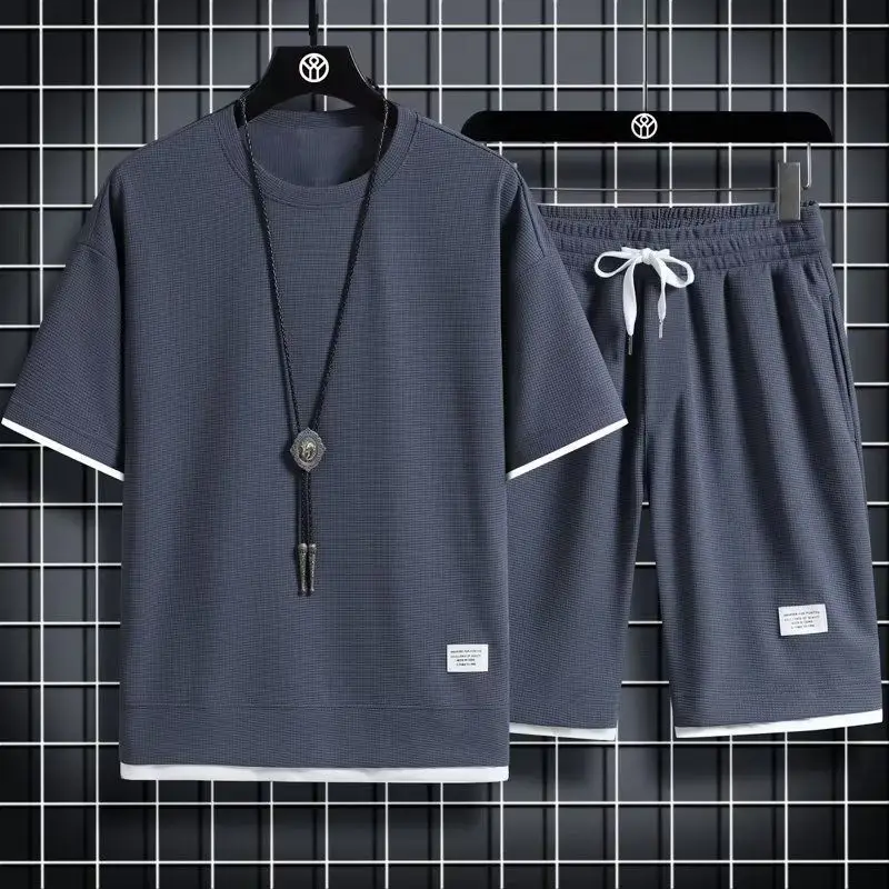 Black Waffle Casual Two-Piece Summer Sports Suit - Image 5