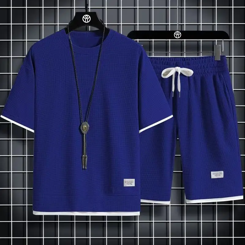 Black Waffle Casual Two-Piece Summer Sports Suit - Image 8