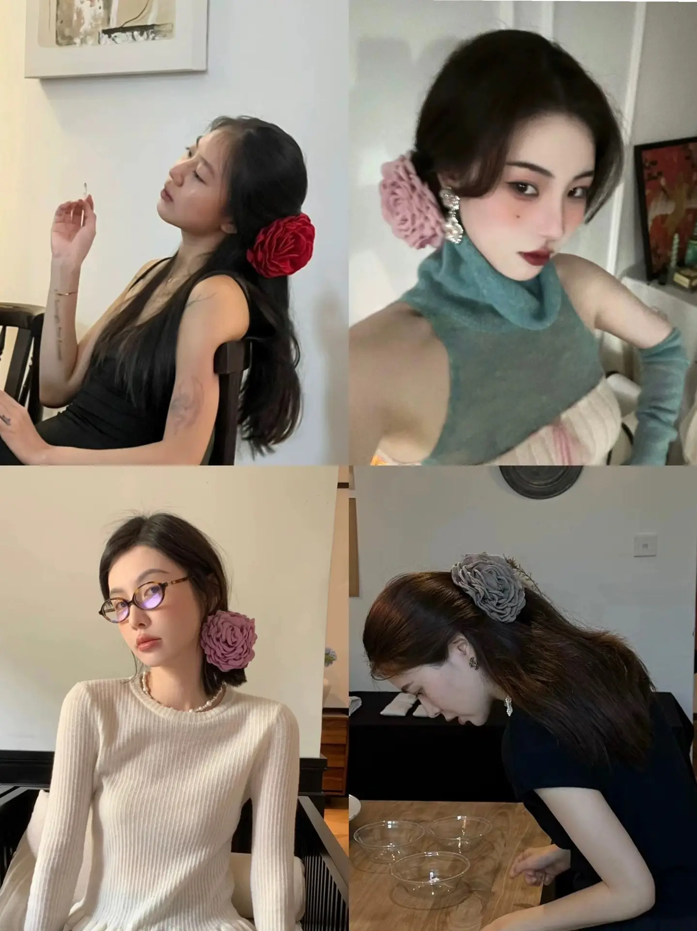 Women's White Rose Hair Clip for Spring Summer — feature 4