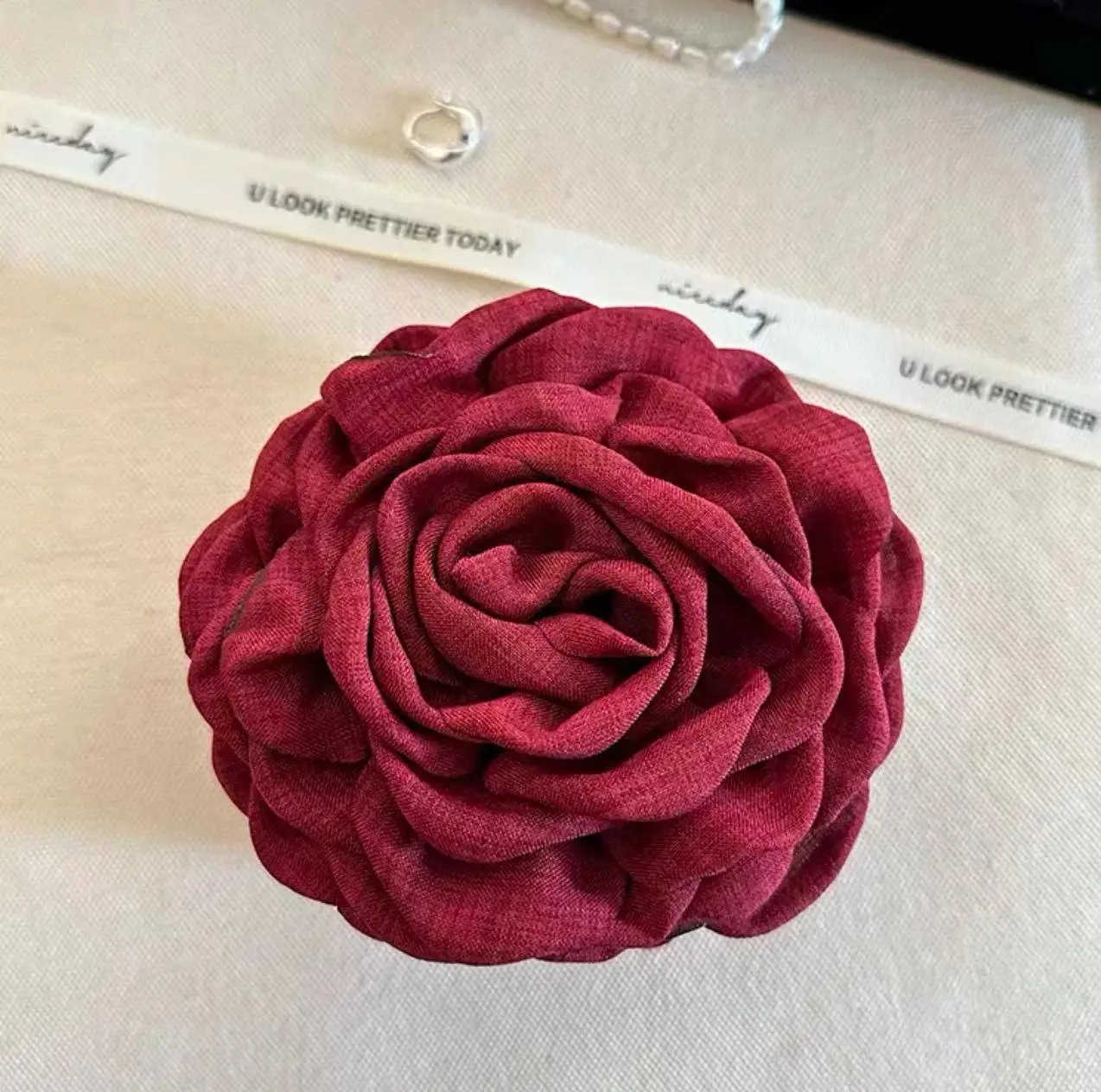 Women's White Rose Hair Clip for Spring Summer - Image 8