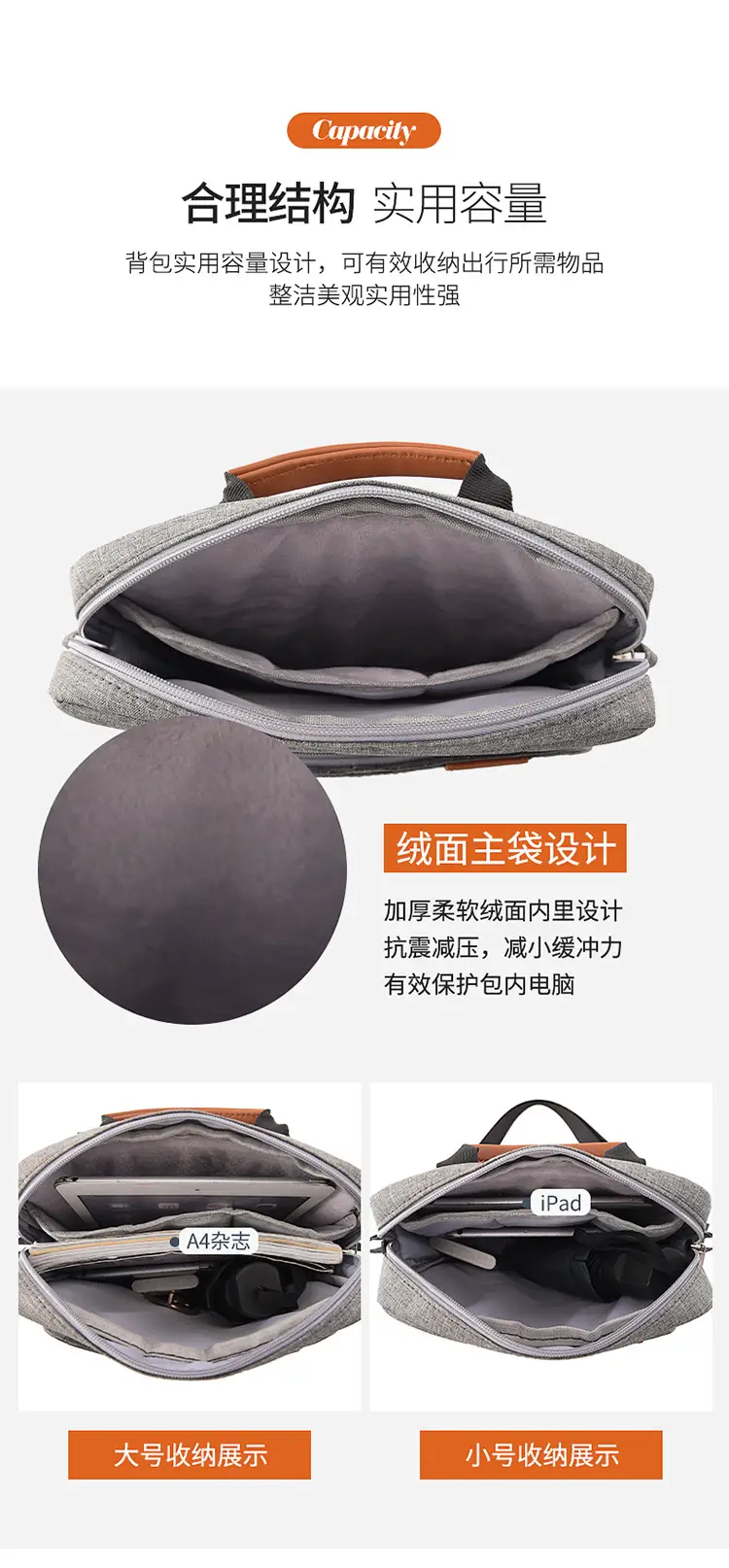 Men's Blue Oxford Crossbody Bag with Leather Strap — feature 11
