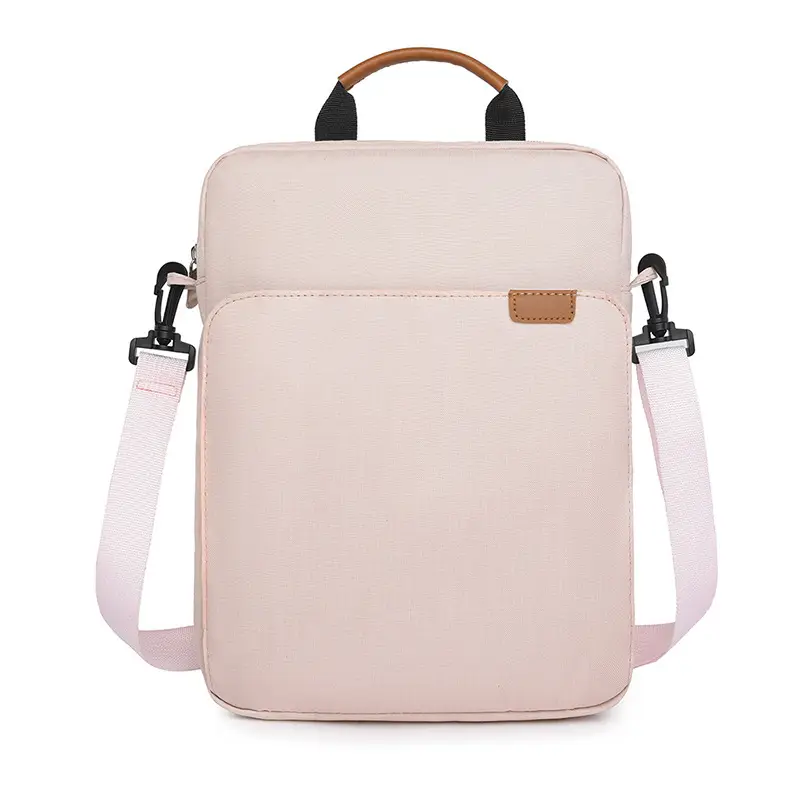 Men's Blue Oxford Crossbody Bag with Leather Strap - Image 4