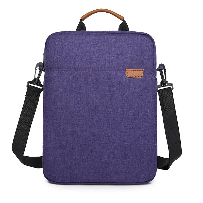 Men's Blue Oxford Crossbody Bag with Leather Strap - Image 5