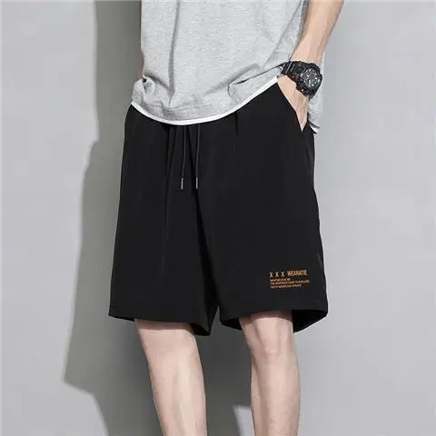 Men's Summer Thin Ice Silk Shorts Beige Grey Loose Fit - Image 21
